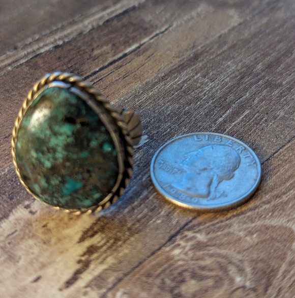 Vintage Navajo Native Turquoise Ring Size 10 - Picture 8 of 11